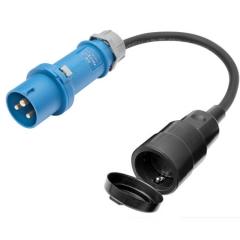 Adapter CEE-Stecker 16A blau auf Schuko-Kupplung