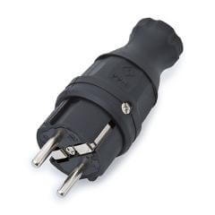 Schutzkontakt-Gummi-Stecker schwarz
