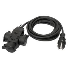 Extansion Cable 5 m blacj  with 3-way coupler