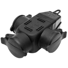 Rubber 3-way-coupler IP44 black