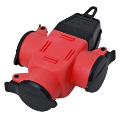 Rubber 3-way-coupler IP44 red/black