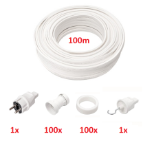 Illumination assembly-set E27, white, 100 m, 100 lamp holders