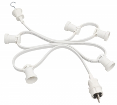 Illumination cord-sets E27, white, 11,0 m, 15 lamp holders