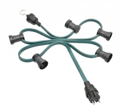 Illumination cord-sets E27, green, 4,0 m, 14 lamp holders