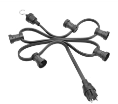 Illumination cord-sets E27, black, 5,15 m, 5 lamp holders