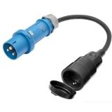 Adapter CEE-Stecker 16A blau auf Schuko-Kupplung