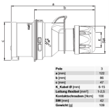 CEE-Stecker 3-polig 16A/250V~ blau