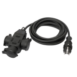 Extansion Cable 10 m black with 3-way coupler
