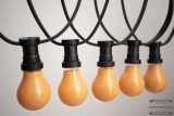 Illumination cord-sets E27, black, 10 m, 15 lamp holders, incl. lightbulb orange