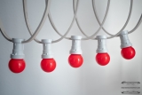 Illumination cord-sets E27, white, 10 m, 15 lamp holders, incl. LED-lamps drop shaped red