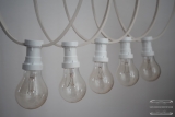Illumination cord-sets E27, white, 10 m, 15 lamp holders, incl. lightbulb clear white