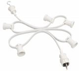 Illumination cord-sets E27, white, 10 m, 15 lamp holders, incl. LED Filament lamps clear white