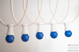 Illumination cord-sets E27, white, 10 m, 15 lampholders, incl. LED-lamp drop shaped blue