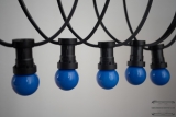 Illumination cord-sets E27, black, 10 m, 15 lampholders, incl. LED-lamp drop shaped blue