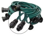 Illumination RST-extension E27, green, 10 m, 15 lamp holders with Wieland RST-Classic-connectors