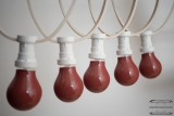 Illumination cord-sets E27, white, 10 m, 15 lamp holders, incl. lightbulb red